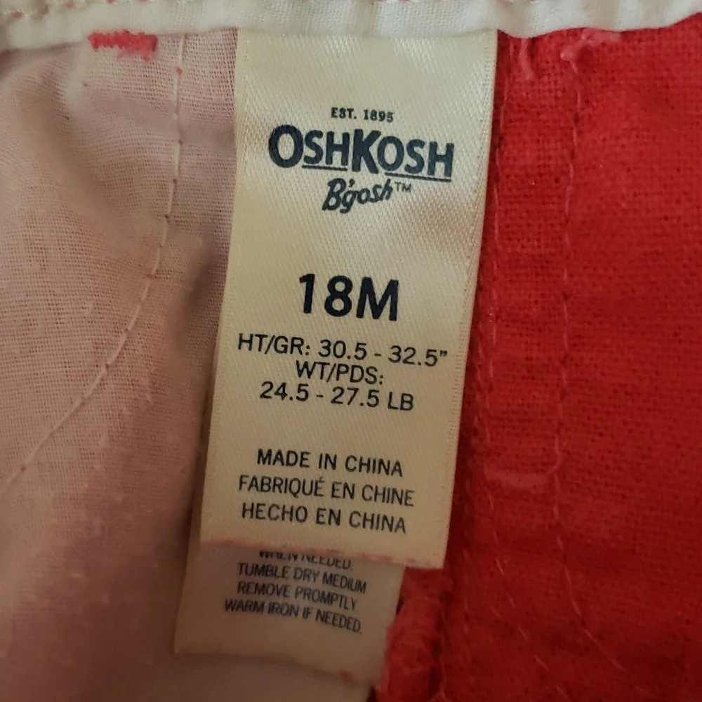 OshKosh B'gosh Shortalls Sz 18M